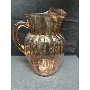 1930's Anchor Hocking Pillar Optic Pink Depression Log Cabin 80 Oz with Ice Lip